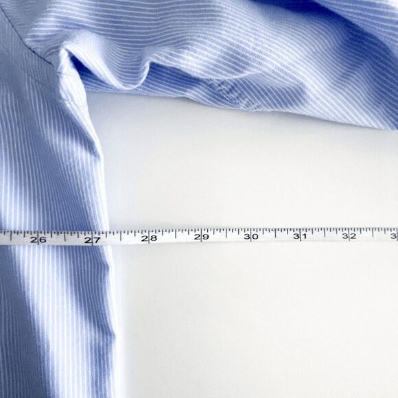 Tommy Hilfiger Mens Dress Shirt Regular Fit Button Long Sleeve Stripes Blue Sz18 - Picture 7 of 8